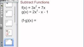 7-7 Operations on Functions - Example 2 - subtract Functions
