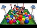 Kids Sorting Sports Balls By Size Playing Basketball 