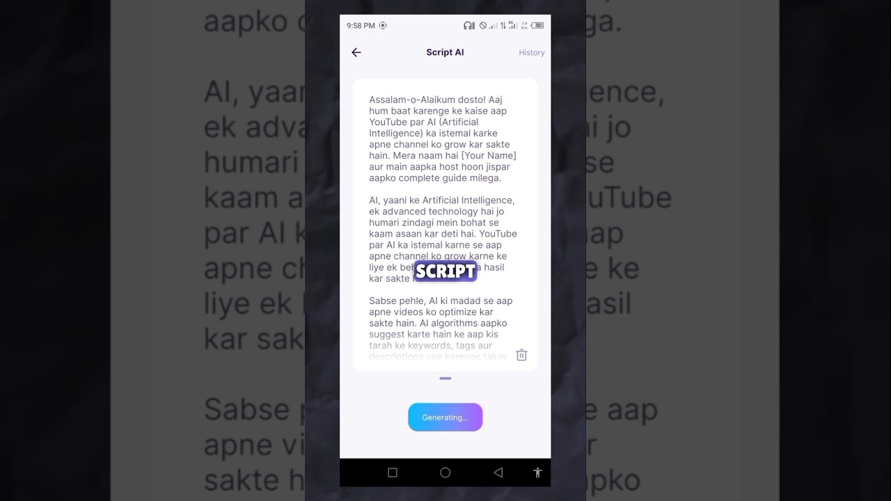 Generate YouTube video script with Ai #scriptai #ai #blink