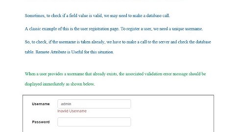 Remote Attribute in ASP NET MVC