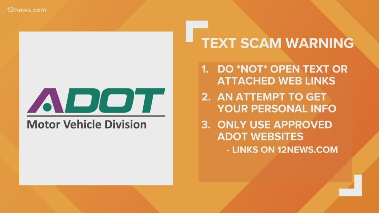 Arizona DOT warning of driver's license text message scam