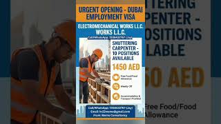 Urgent Opening for DUBAI Employment Visa  #gulfjobs #saudijobs #dubaijob #job #jobsearch #jobseekers