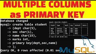 How to declare MULTIPLE COLUMNS as PRIMARY KEY in SQL | In detail Explanation | Learn To Code