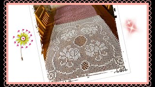 How to crochet tablecloth by joining big panels with roses Part 1 of 5