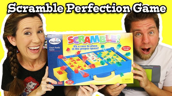  Scramble - Shape Matching Family Board Game! Sorting Shapes  Fast Before The Time is Up & Pieces Pop Out! Play Solo/with Friends.  12-Shape Junior Version Plates Included! : Toys & Games