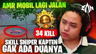 AMR Mobil Lagi Jalan, Skill Sniper Kapten Gak Ada Duanya - 34 Kill !! | HD Ultra PUBGM Indonesia