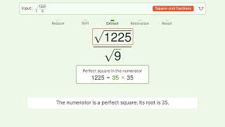 Simplify sqrt(1225/9) - Square Root of a Fraction | Tiger Algebra Solver