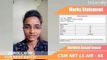 Shridevi Anand kumar Secured CSIR NET Rank 66 - Shares Her Success Journey With Biotecnika