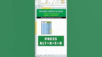 Excel Formula Hacks | Reverse Order In Excel 🔥 #shorts #excel #viral