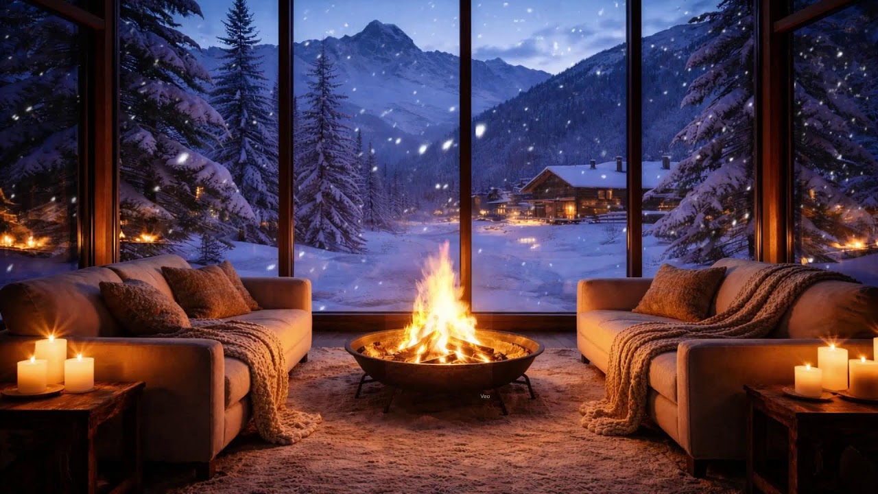 Fireplace Cafe Jazz - Winter Ambience