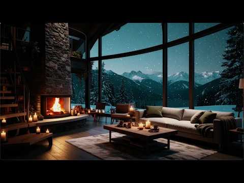 Cozy Cabin Night Routine 🌙 Crackling Fireplace + Smooth Jazz Piano for Peaceful Sleep