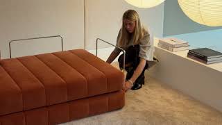 CozyPad Sleeper Sofa L-Shape with Arms Esina Rust Orange by Innovation Living