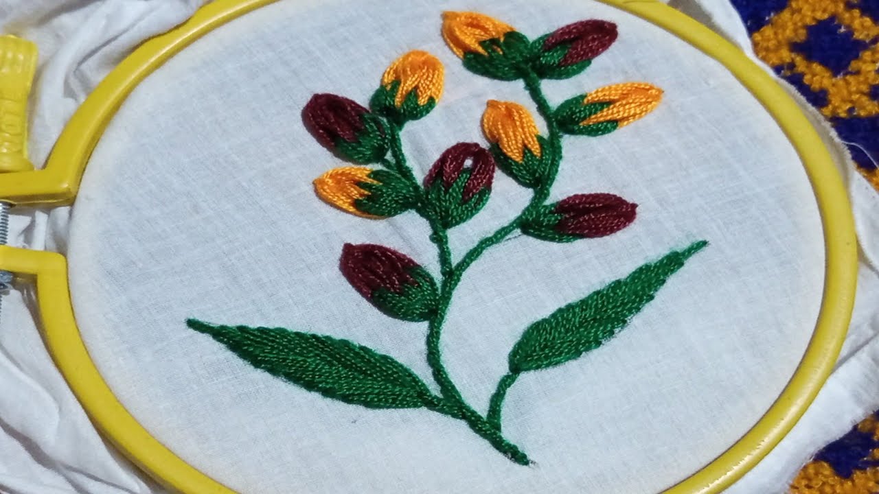 How to do hand embroidery flower design.🧵🪡