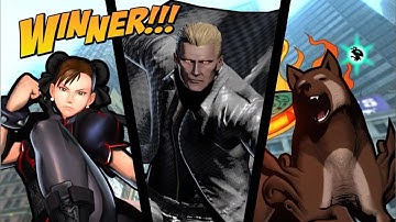 Marvel vs Capcom 3 arcade mode.Wesker-Amaterasu-Chun li.