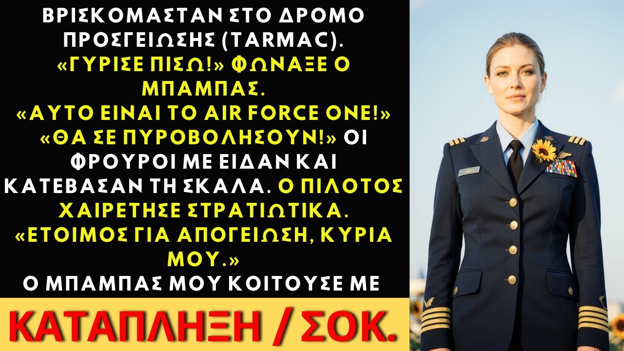 Αυτό είναι το Air Force One! Θα σε πυροβολήσουν! Ο μπαμπάς φώναξε—Ο πιλότος κατέβασε τις σκάλες.