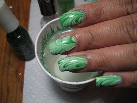 St. Patrick's Day Water Marble Nail Art Tutorial