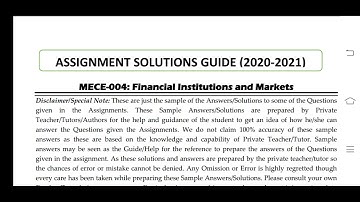MECE 004 Ignou Solved Assignment