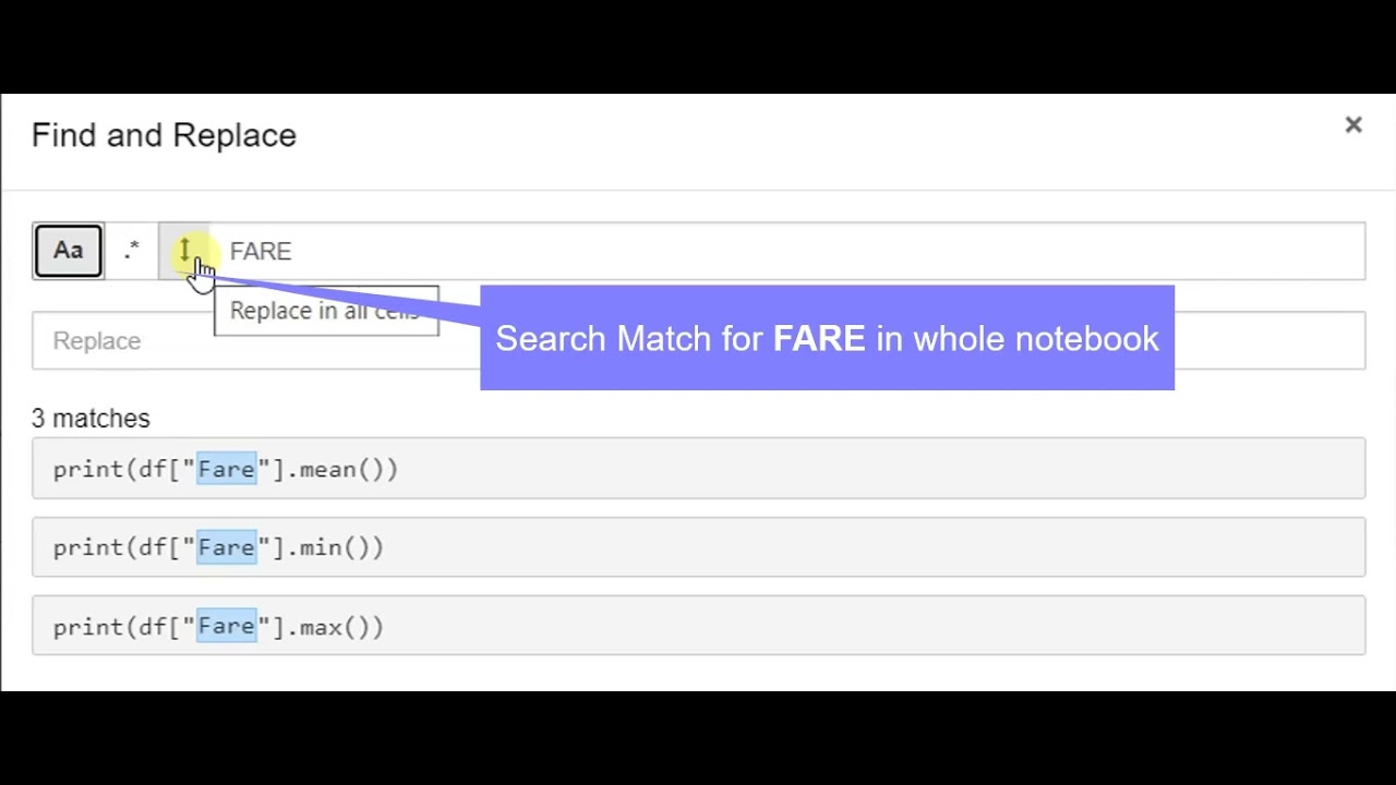 Jupyter Find And Replace