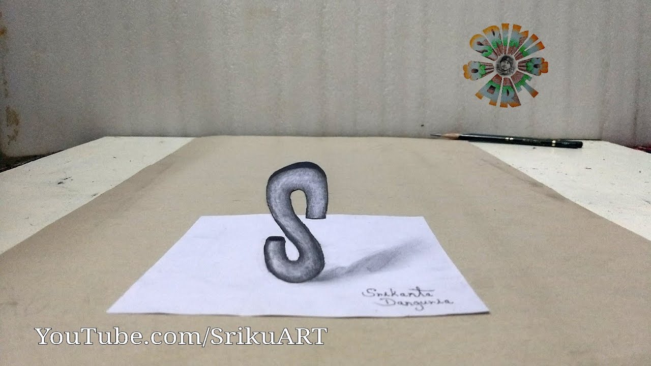 Letter S 3D sketch drawing.. - YouTube