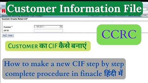 Finacle me new CIF kaise banaye | Add new CIF in CCRC menu