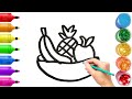 How To Draw cute Friuts Drawing, Painting &amp; Coloring For Kids and Toddlers_ Child Art 🐋🌈🎨