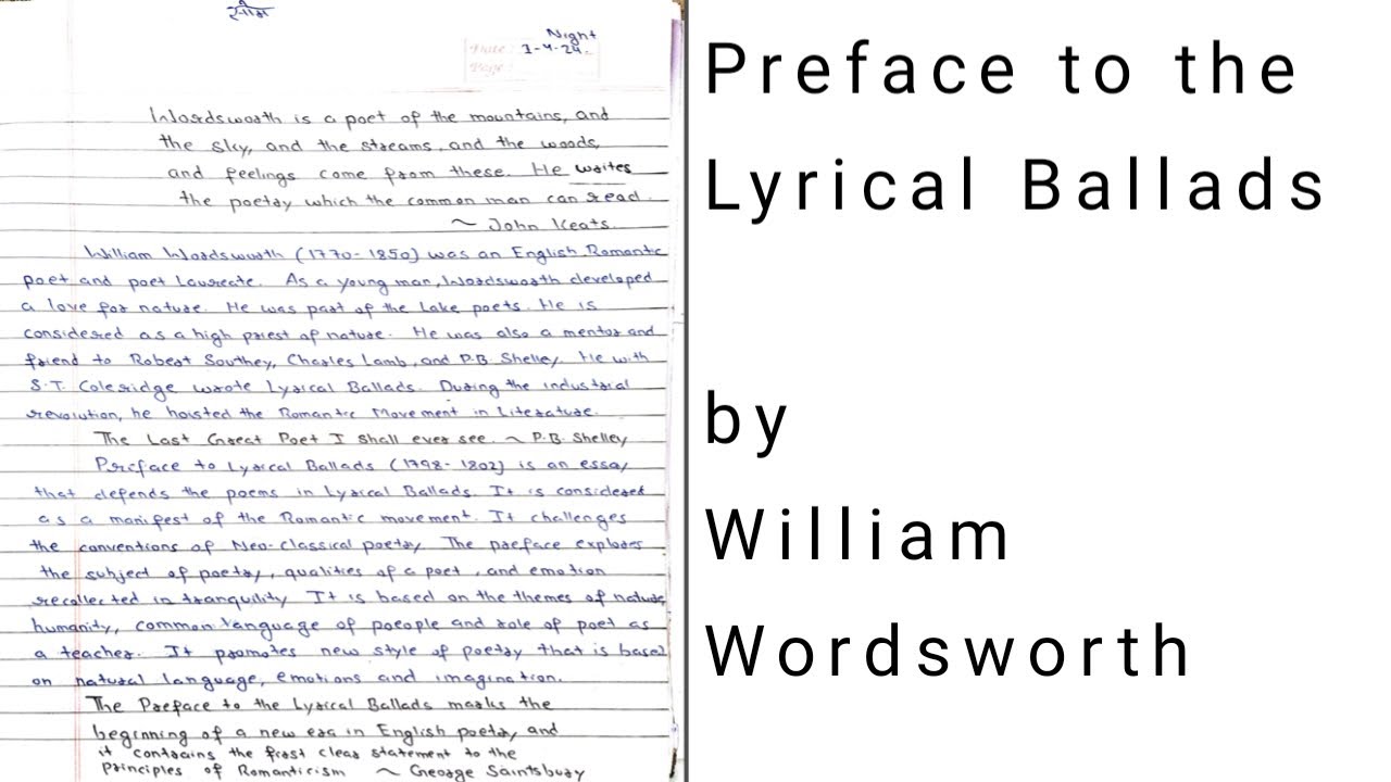 Preface to the Lyrical Ballads by William Wordsworth | English ...