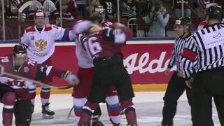 Ice hockey - Big fight Maris Bicevskis v Yaroslav Dyblenko - Latvia - Russia friendly game