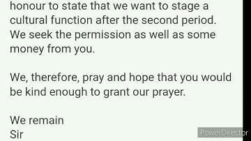 An application to the headmaster seeking permission to arrange a cultural function