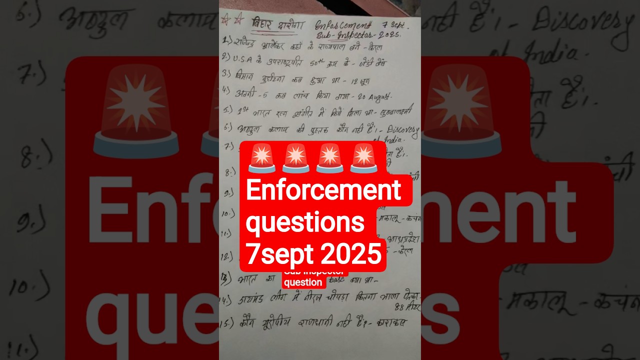 Enforcement Sub inspector question 