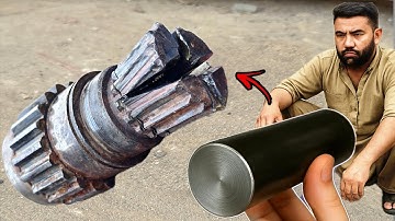Completely Shattered Pinion Gear Rebuilt from Scratch Using a Heavy Round Iron Rod