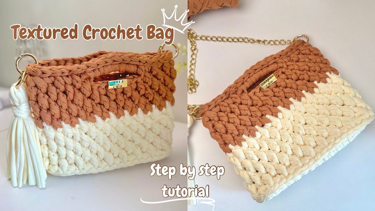Wow! Beautiful Textured Crochet Bag, No Talking Step by Step Tutorial! How to Crochet a Bag