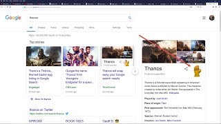 Google Search "Thanos" Infinity Gauntlet's Easter Egg