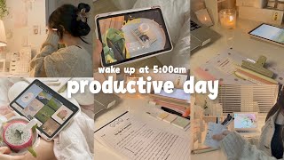 5:00AM  PRODUCTIVE DAY 🌷🌱study vlog, healthy habits, productive, romanticizing life˚ ༘