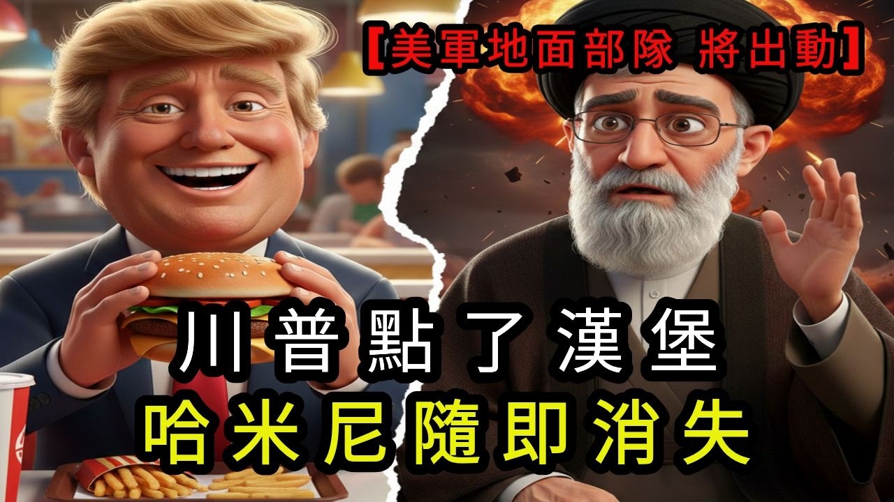 川普點了漢堡，哈米尼隨即消失。[美軍地面部隊 將出動]