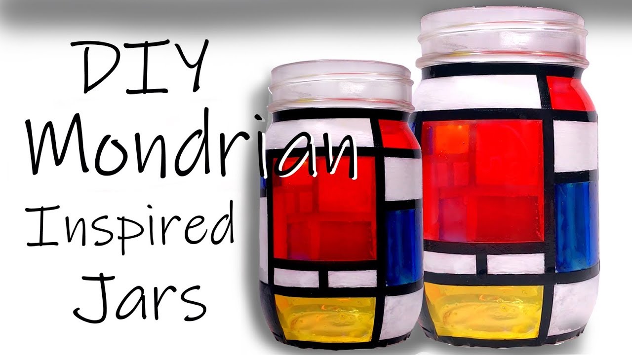 Mondrian Mason Jars - Mason Jar Crafts Love