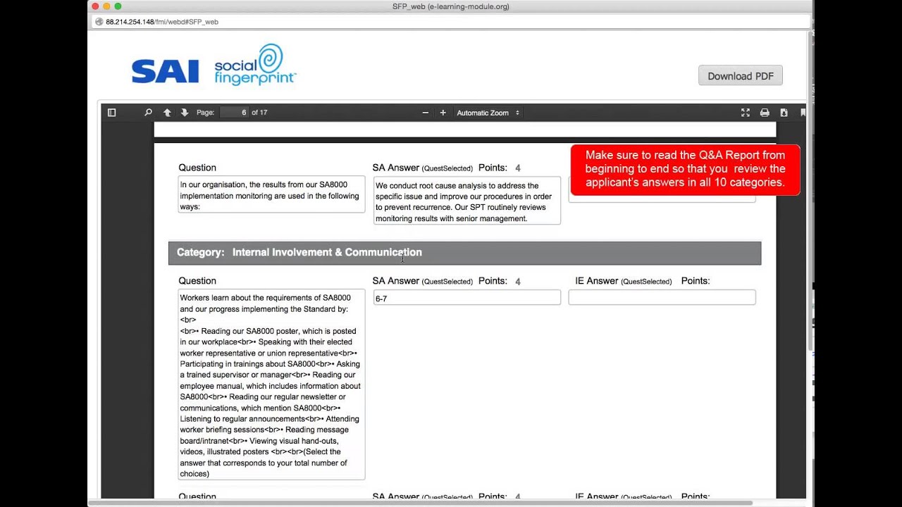 SF SA8000 AuditorInstructions QA