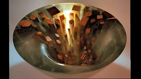 "Misty City" How to make a stormy city in a vase/bowl. Tinted resin and pinewood, Wood Turning Lathe
