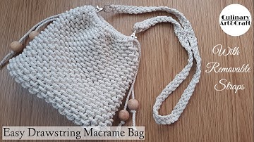 DIY | Macrame Purse With Removable Straps | Easy Drawstring Macrame Bag | Macrame Cross Body Bag
