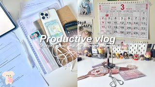 Productive Vlog Studying ,School ,Morning Routine ,Skincare And More