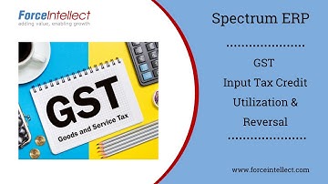 GST Input Tax Credit Utilization & GST Input Tax Credit Reversal