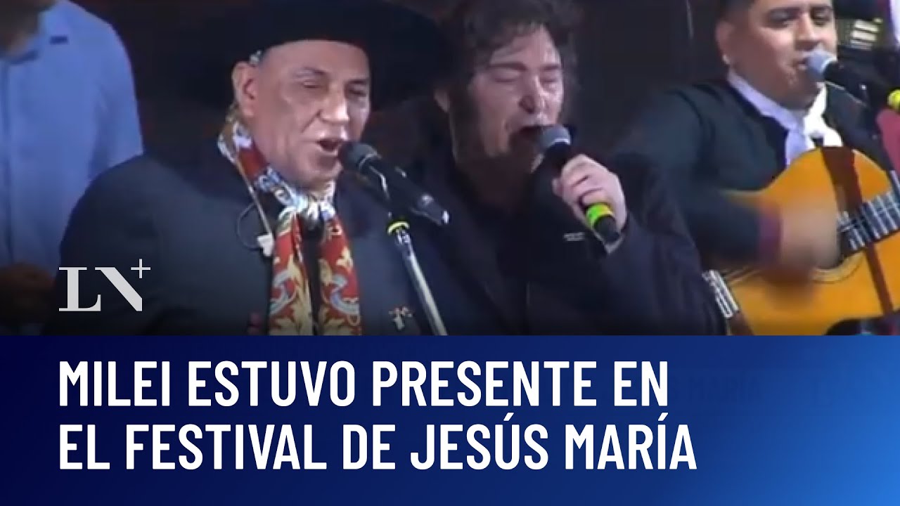 Milei estuvo en el festival de Jesús María y cantó con el Chaqueño Palavecino