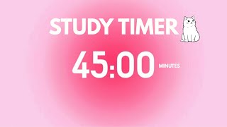 Pomodoro timer 45 minutes, For studying. Pink Aura timer. #studywithme