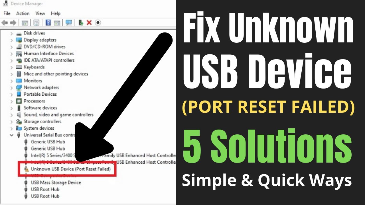 How To Fix Unknown USB Device Reset Failed Error in Windows 10/8/7 | Simple -