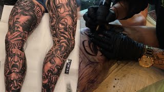 CHICANO STYLE TREND TATTOO FULL LEG TATTOO