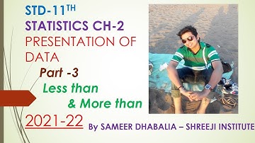 Std 11th GSEB Statistics Ch2 Part -3 [ Less than_ More than Cumulative frequency] By SAMEER DHABALIA