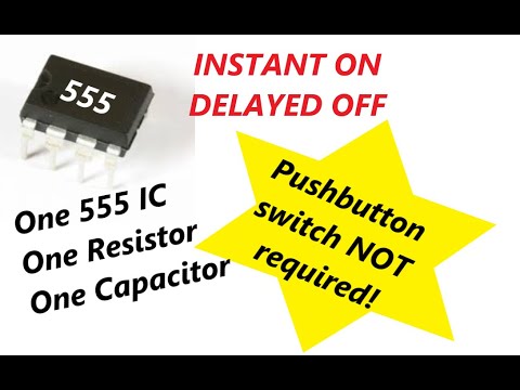 555 Timer Circuit, INSTANT ON, delayed OFF;  Self-start, self-initialization with just 3 components