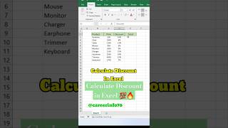Calculate Discount in Excel 🔥💯 #excel #asmr #computer #excelformula #tricks #exceltips #trending