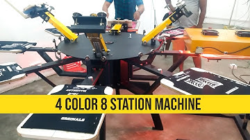 4 color 8 station manual screen printing machine