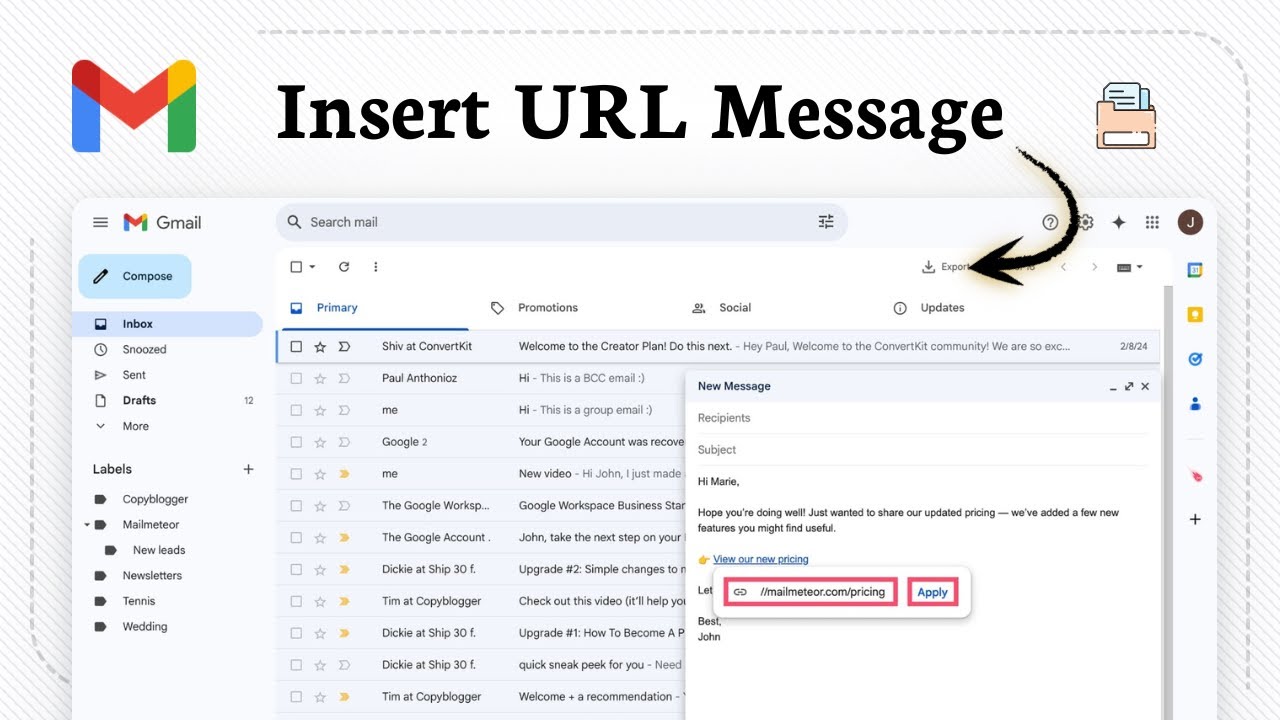 How to insert a link in Gmail (Email Connect)