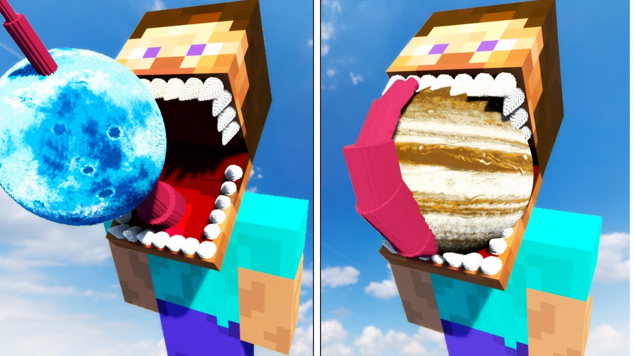 Mini To Big PLANETS vs MONSTER STEVE with TONGUE! | Experiments in Teardown